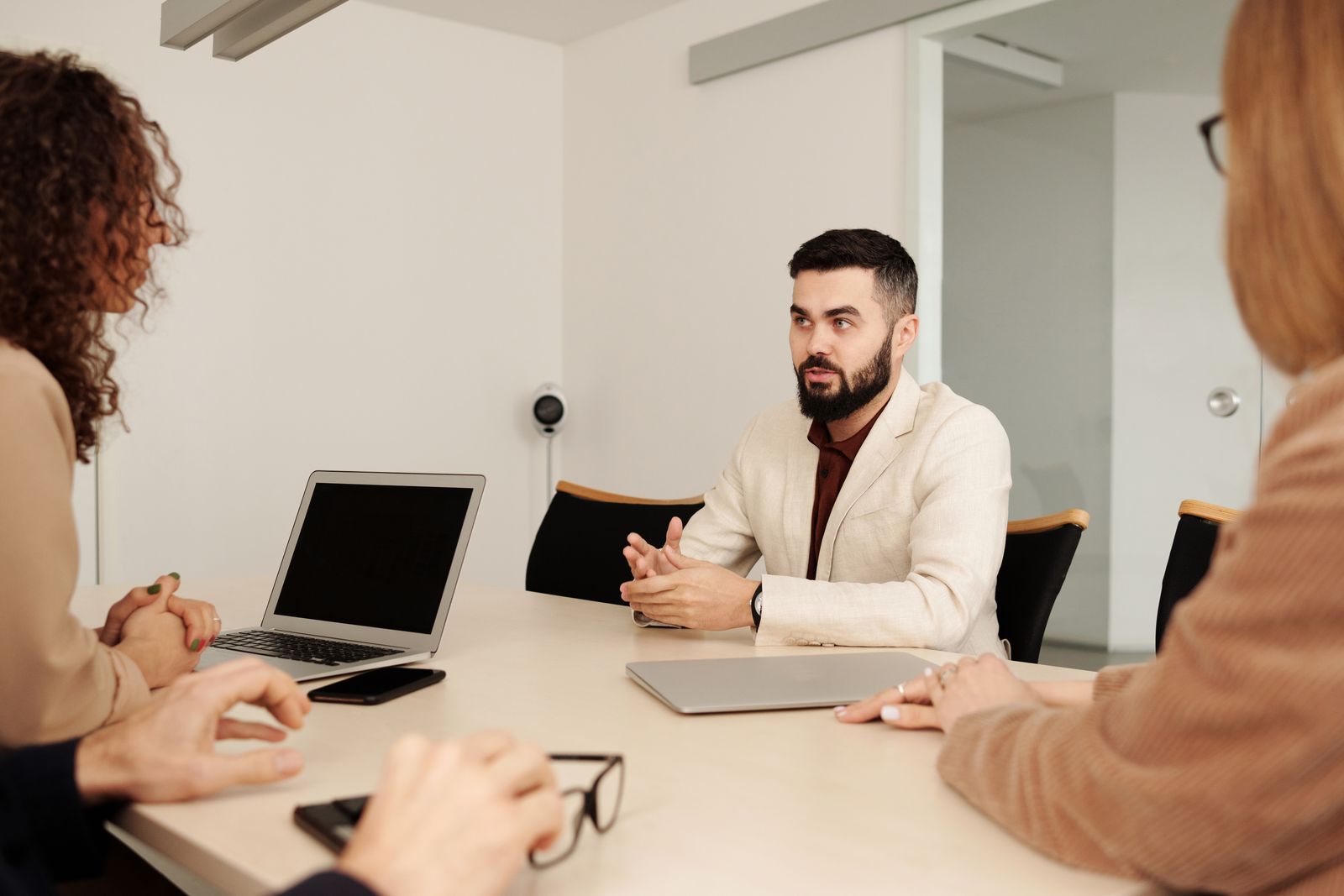 Professionals consulting in a business meeting